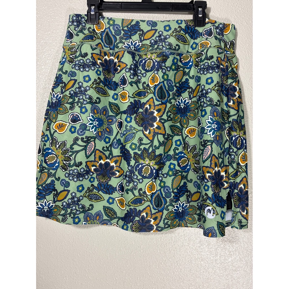 Moteepi Women XL Floral Paisley Athletic Skort Green Blue Tennis Golf Skirt